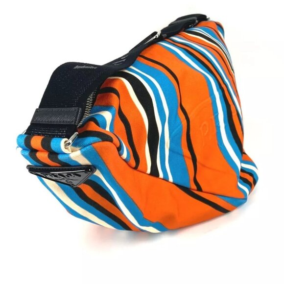 Auth PRADA 2VY007 stripe Triangle Bayadere bag crossbody Shoulder Bag - Picture 14 of 16